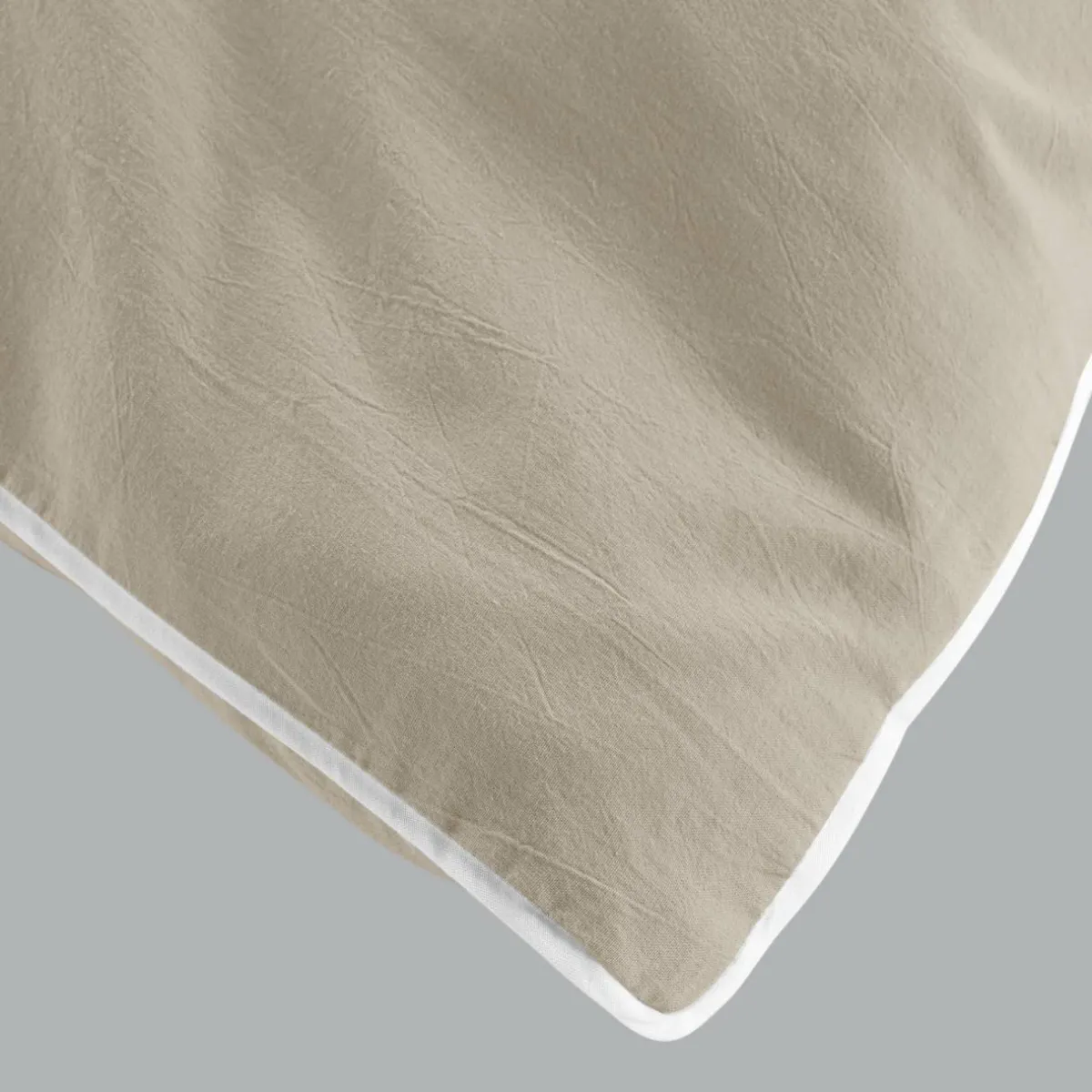 DOUCEUR D'INTERIEUR Housse de couette et deux taies coton lavé (260 x 240 cm) Linette Beige New