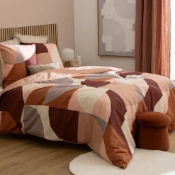 Atmosphera, cru017dateur d'intu017drieur Housse de couette et deux taies percale de coton (240 x 220 cm) Tatia Terracotta Sale