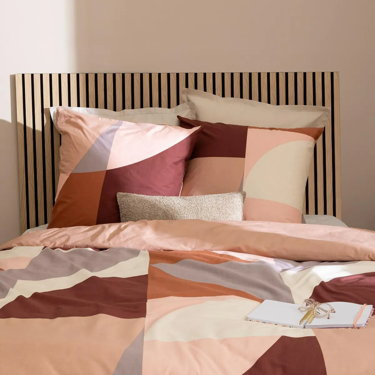 Atmosphera, cru017dateur d'intu017drieur Housse de couette et deux taies percale de coton (240 x 220 cm) Tatia Terracotta Sale