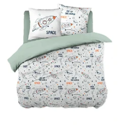 l'Effet Papillon Housse de couette et deux taies enfant coton (240 x 220 cm) Galaxie he Blanc Outlet