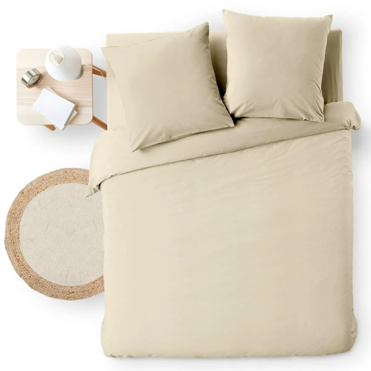 douceur d'intu017drieur Housse de couette et deux taies d'oreiller coton (260 x 240 cm) Meline sable Beige Hot