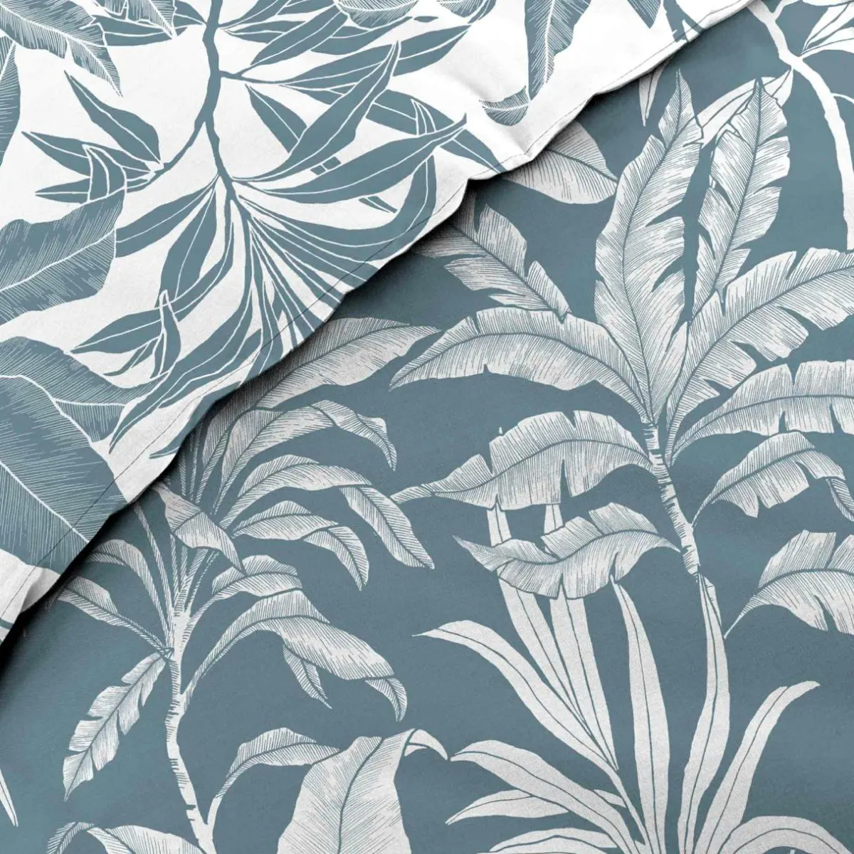 douceur d'intu017drieur Housse de couette et deux taies d'oreiller en coton (240 x 220 cm) Hera Bleu