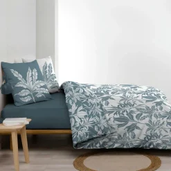 douceur d'intu017drieur Housse de couette et deux taies d'oreiller en coton (240 x 220 cm) Hera Bleu