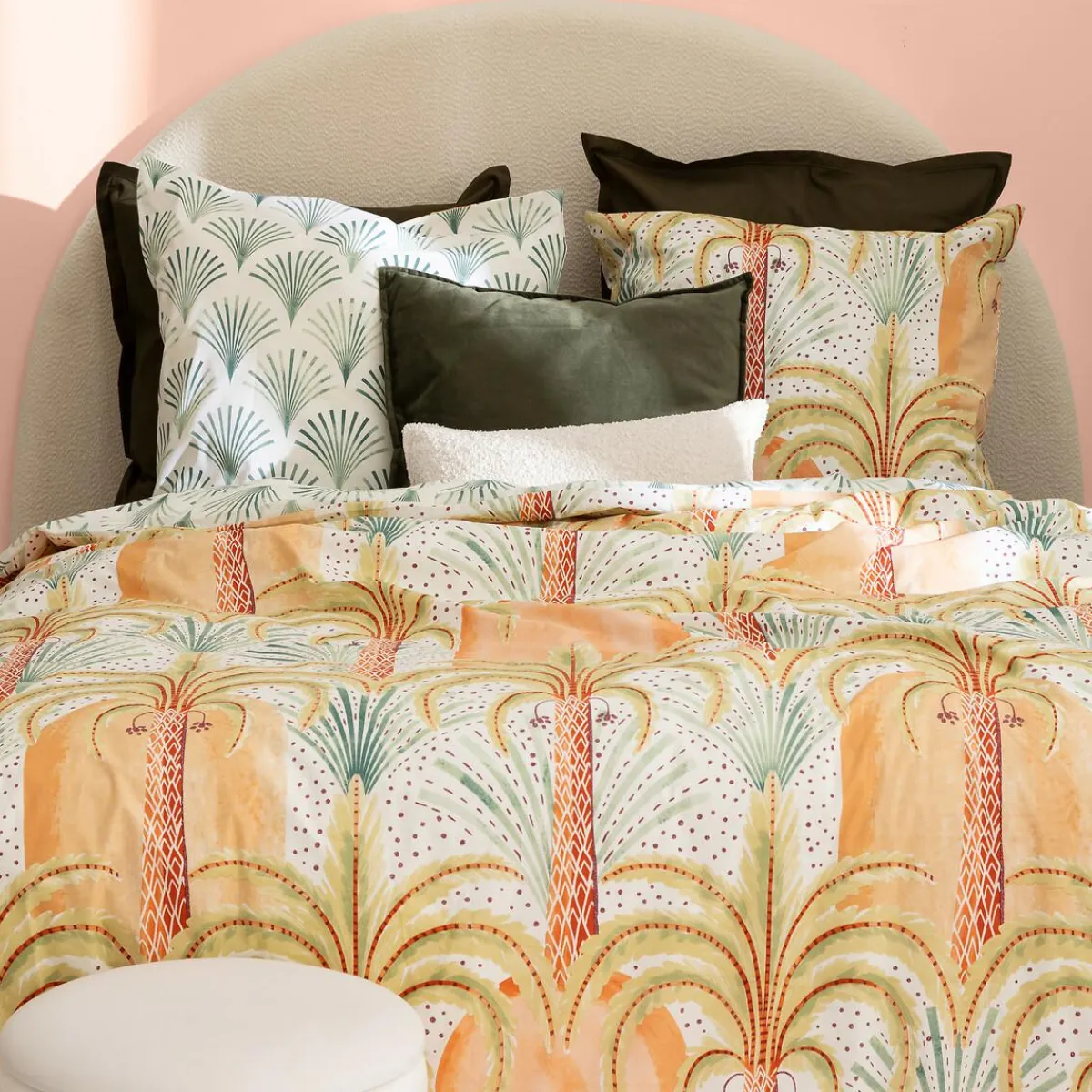 Atmosphera, cru017dateur d'intu017drieur Housse de couette et deux taies percale de coton (240 x 220 cm) Janice Multicolore Sale