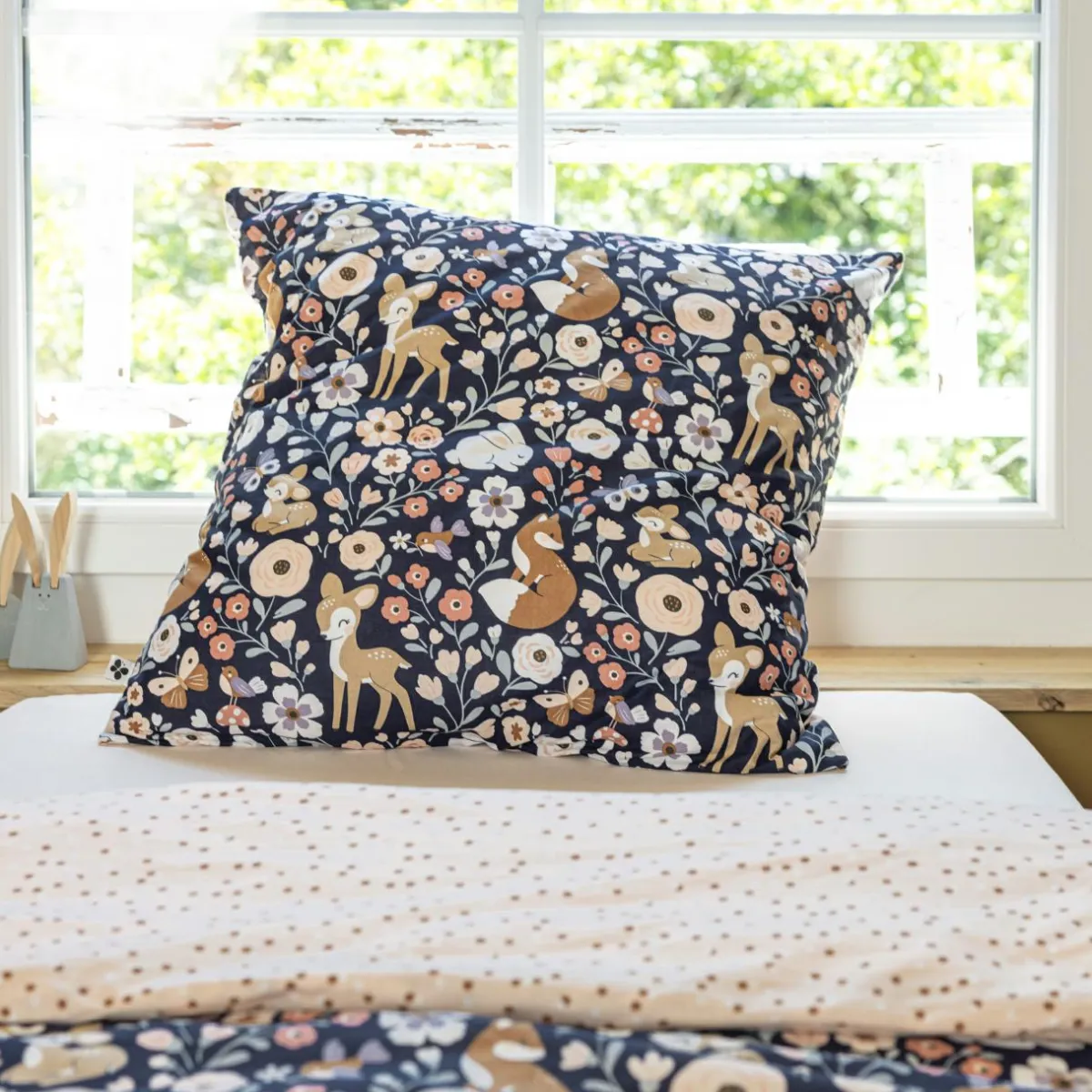 L'EFFET PAPILLON Housse de couette et une taie enfant coton (140 x 200 cm) Forêt enchantée Multicolore Sale