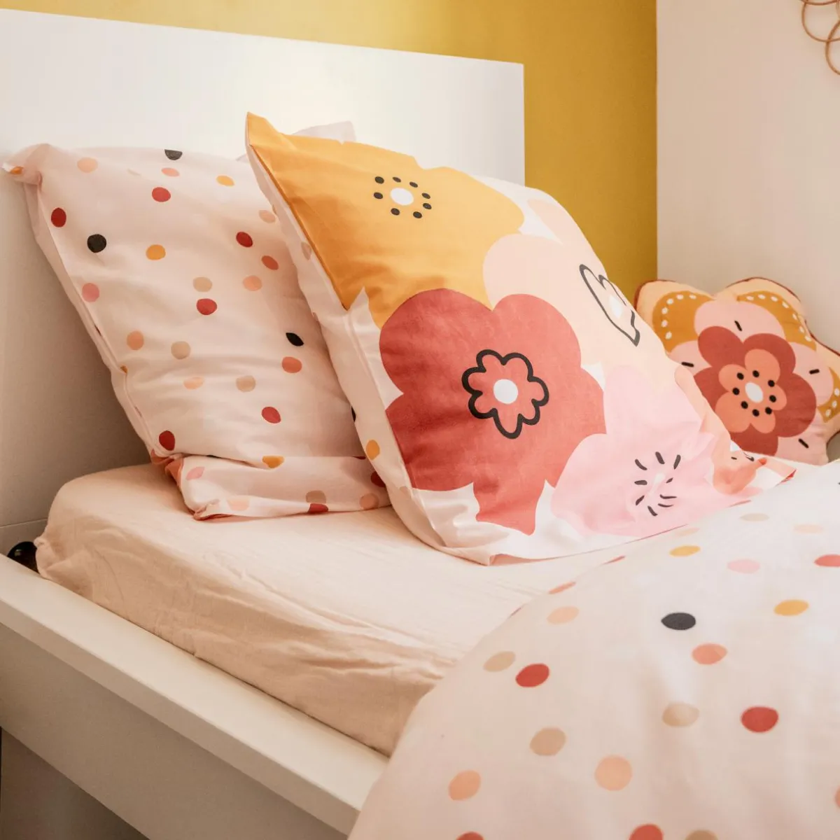 l'Effet Papillon Housse de couette et une taie enfant coton (140 x 200 cm) Barbotine Multicolore New