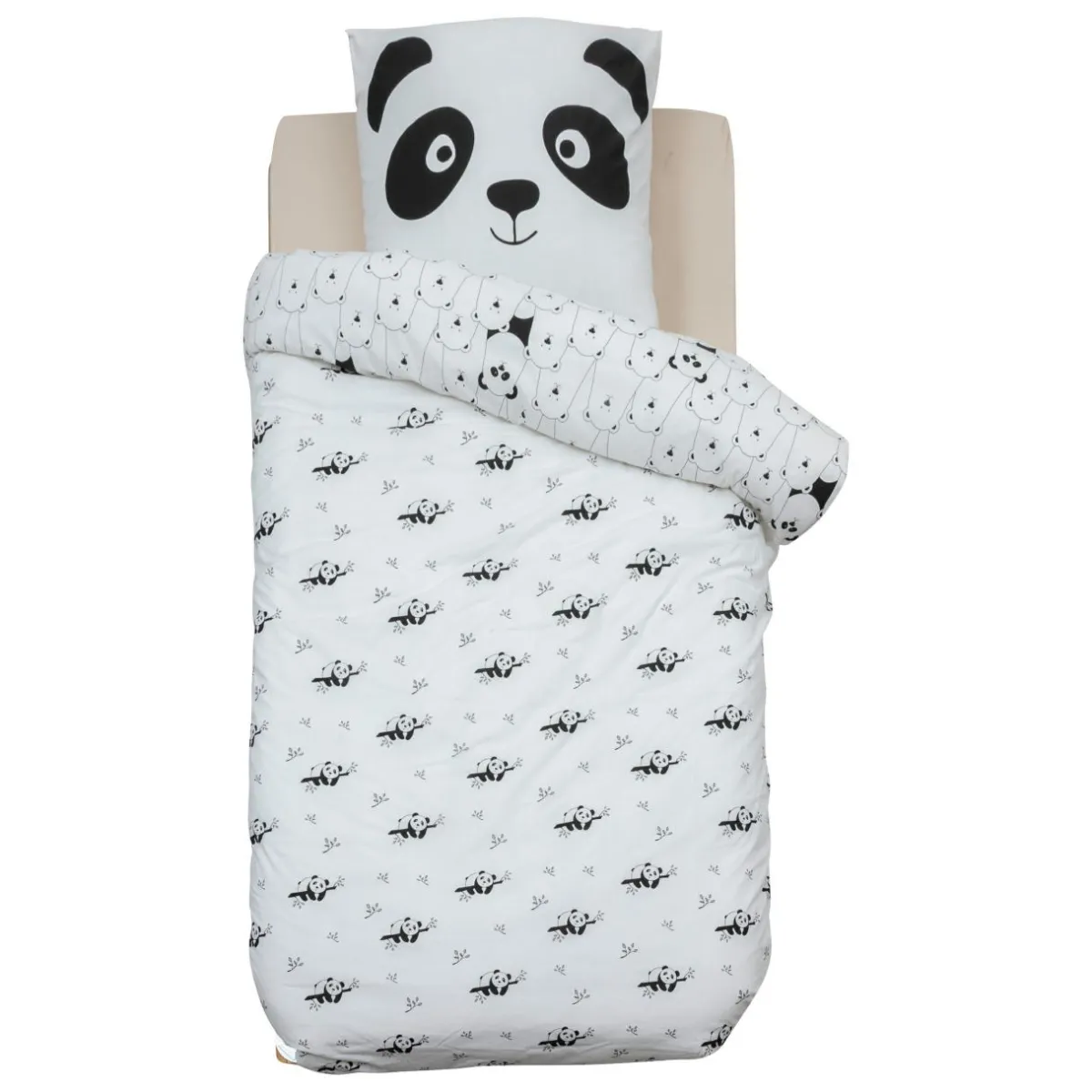 Atmosphera cru017dateur d'intu017drieur for kids Housse de couette et une taie enfant coton (140 x 200 cm) Panda e Noir Best
