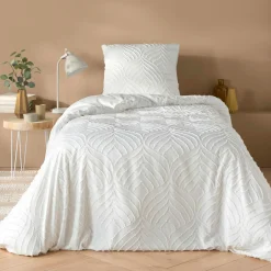 douceur d'intu017drieur Housse de couette et une taie d'oreiller microfibre (140 x 200 cm) Heltie Blanc Best