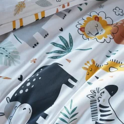L'effet papillon Housse de couette et une taie enfant coton (140 x 200 cm) Savane Multicolore Outlet