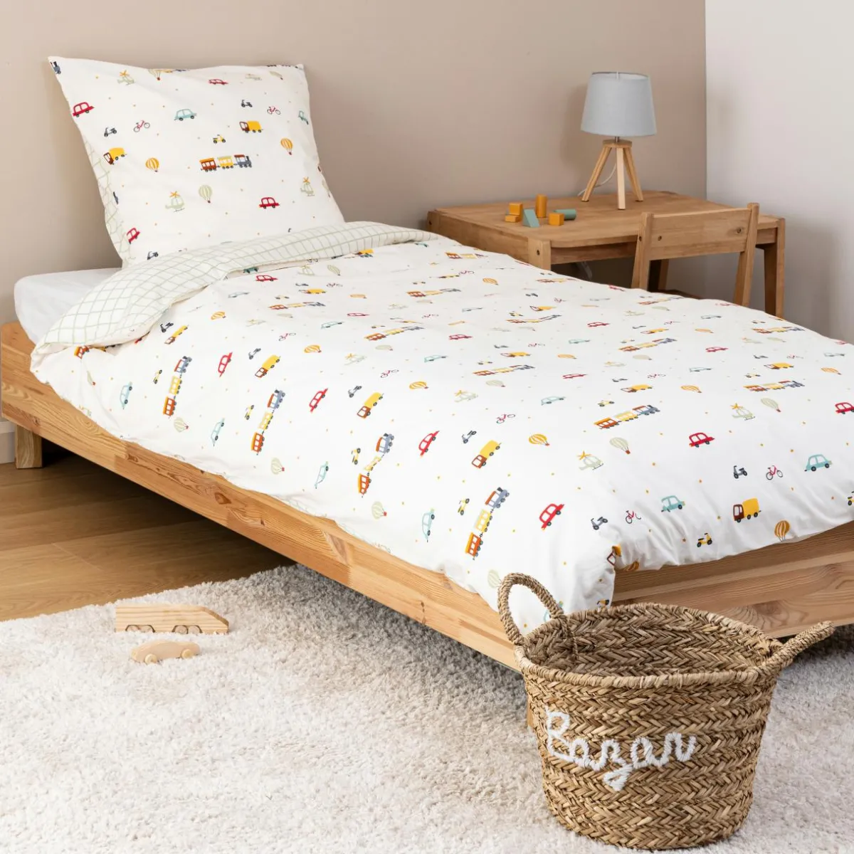 Atmosphera cru017dateur d'intu017drieur for kids Housse de couette et une taie enfant coton (140 x 200 cm) Voitures Multicolore New