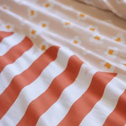 L'EFFET PAPILLON Housse de couette et une taie enfant coton (140 x 200 cm) Fresh popcorn Rouge Sale