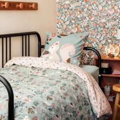 L'EFFET PAPILLON Housse de couette et une taie enfant coton (140 x 200 cm) Tamia Multicolore Discount