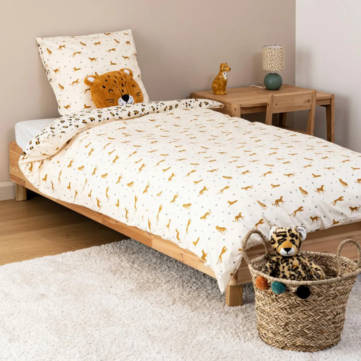 Atmosphera cru017dateur d'intu017drieur for kids Housse de couette et une taie enfant coton (140 x 200 cm) Léopard Multicolore Online