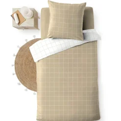 douceur d'intu017drieur Housse de couette et une taie d'oreiller en coton (140 x 200 cm) Cadria Blanc Sale