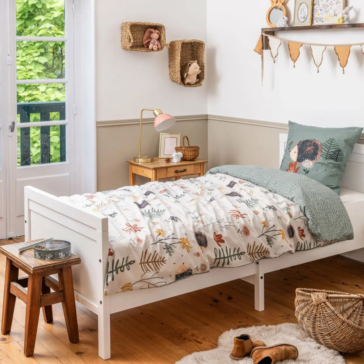 L'EFFET PAPILLON Housse de couette et une taie enfant coton (140 x 200 cm) Polisson Multicolore