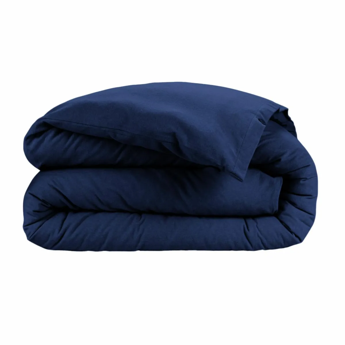 EMINZA Housse de couette flanelle de coton (140 x 200 cm) Nina Bleu nuit