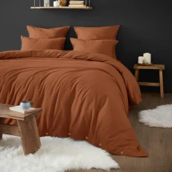 EMINZA Housse de couette flanelle de coton (240 x 220 cm) Théa Terracotta Online