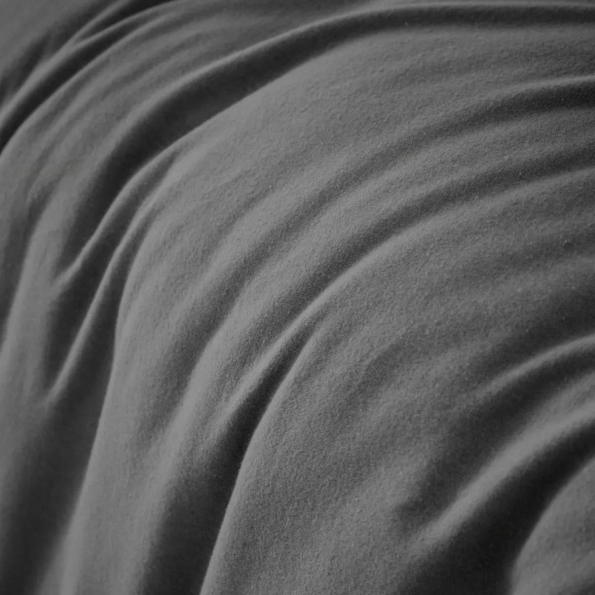 EMINZA Housse de couette flanelle de coton (200 x 200 cm) Théa Gris Anthracite Clearance