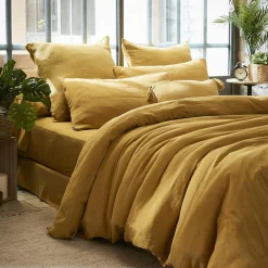 EMINZA Housse de couette gaze de coton (240 x 220 cm) Gaïa Jaune safran Outlet