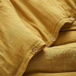 EMINZA Housse de couette gaze de coton (240 x 220 cm) Gaïa Jaune safran Outlet