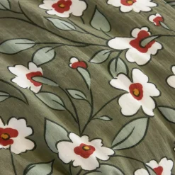 EMINZA Housse de couette gaze de coton (240 x 220 cm) Gaïa Marguerite Vert Romarin Discount