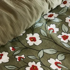 EMINZA Housse de couette gaze de coton (260 x 240 cm) Gaïa Marguerite Vert Romarin Clearance
