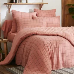 EMINZA Housse de couette gaze de coton (240 x 220 cm) Gaïa Match Rose Pêche Sale