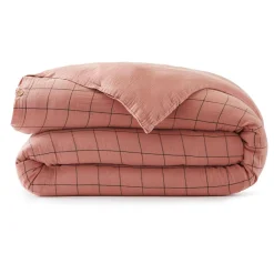 EMINZA Housse de couette gaze de coton (240 x 220 cm) Gaïa Match Rose Pêche Sale