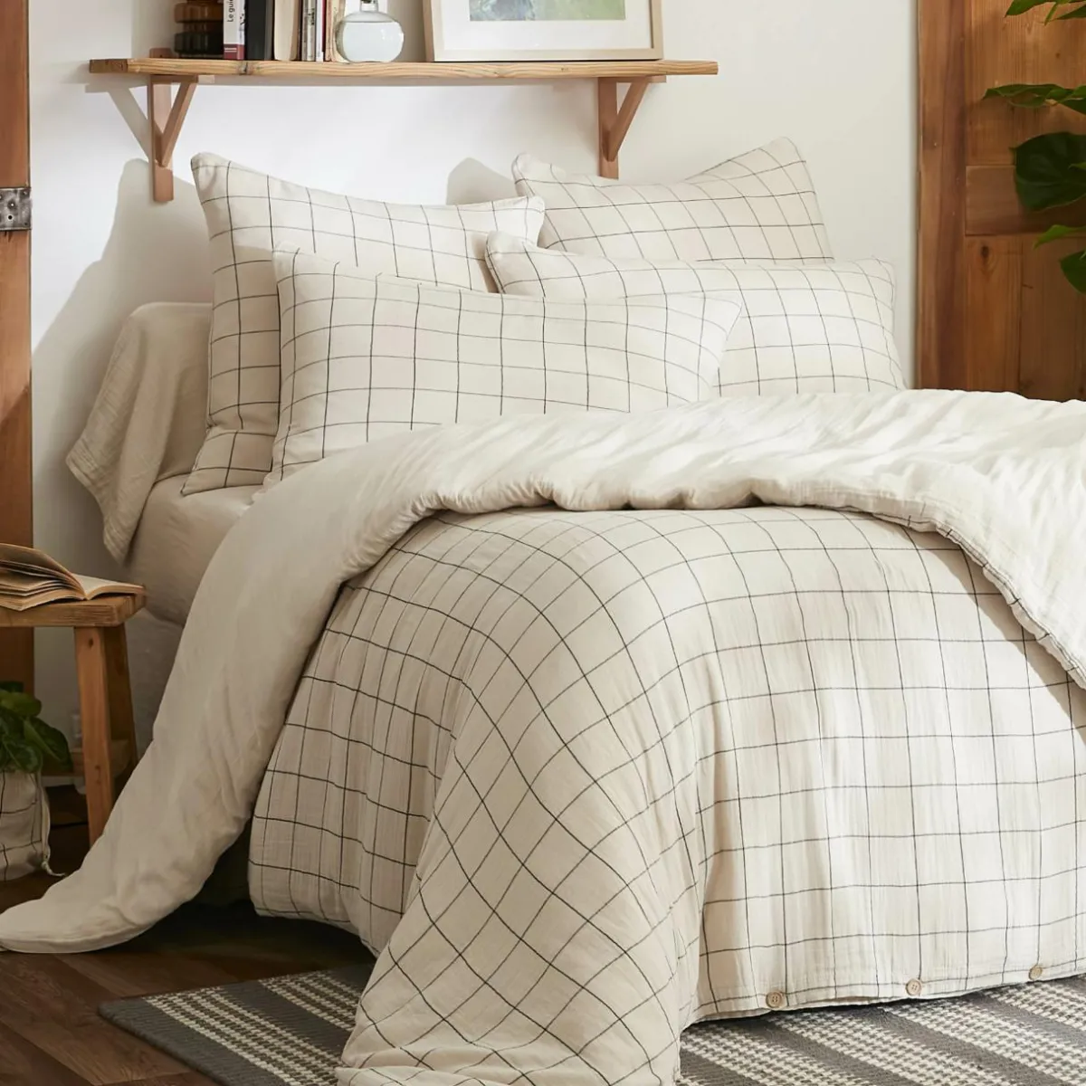 EMINZA Housse de couette gaze de coton (140 x 200 cm) Gaïa Match pampa Beige Discount