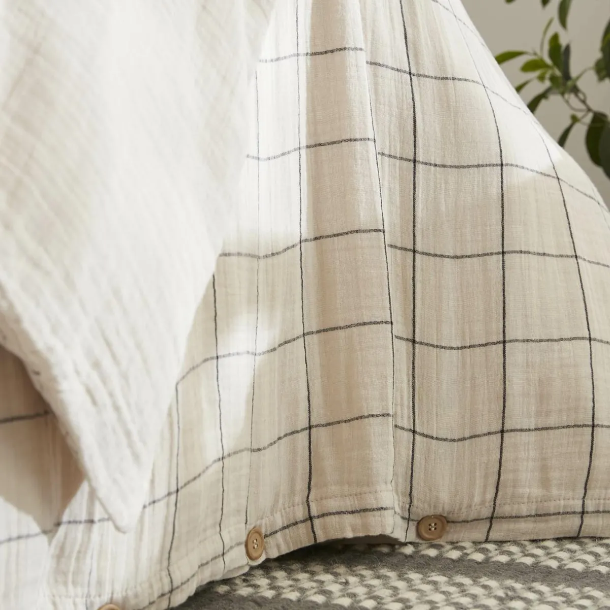 EMINZA Housse de couette gaze de coton (140 x 200 cm) Gaïa Match pampa Beige Discount