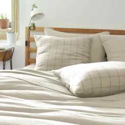 EMINZA Housse de couette gaze de coton (140 x 200 cm) Gaïa Match pampa Beige Discount