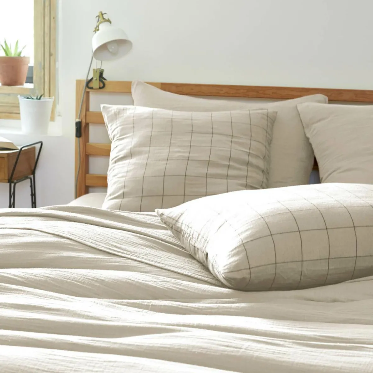 EMINZA Housse de couette gaze de coton (140 x 200 cm) Gaïa Match pampa Beige Discount