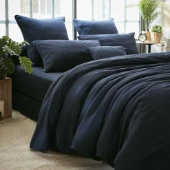 EMINZA Housse de couette gaze de coton (200 x 200 cm) Gaïa Bleu nuit Best