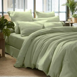 EMINZA Housse de couette gaze de coton (200 x 200 cm) Gaïa Vert tilleul New