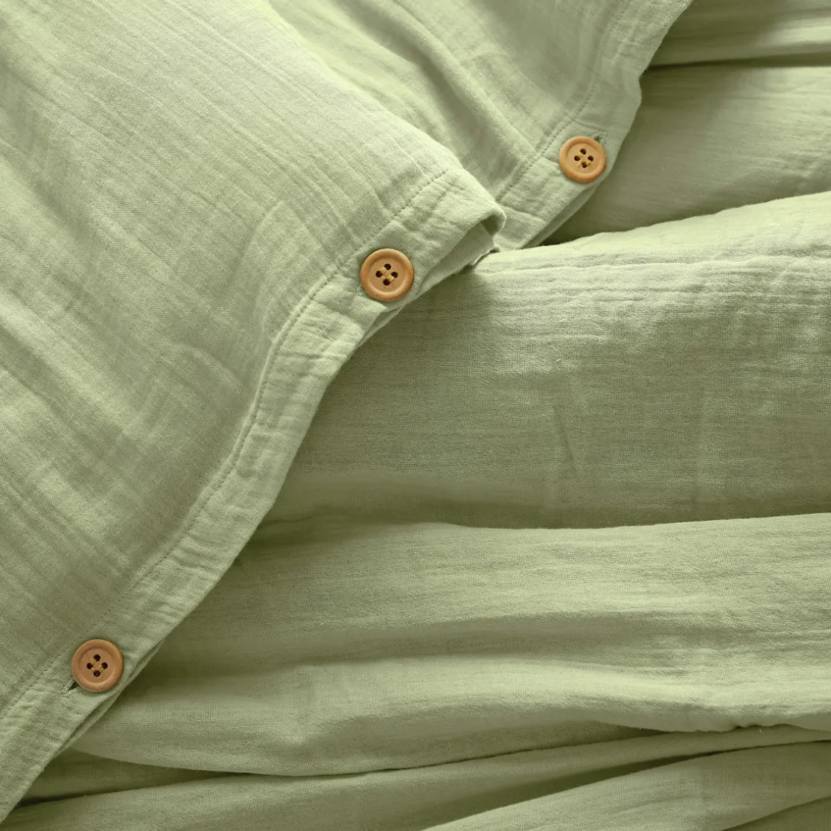 EMINZA Housse de couette gaze de coton (200 x 200 cm) Gaïa Vert tilleul New