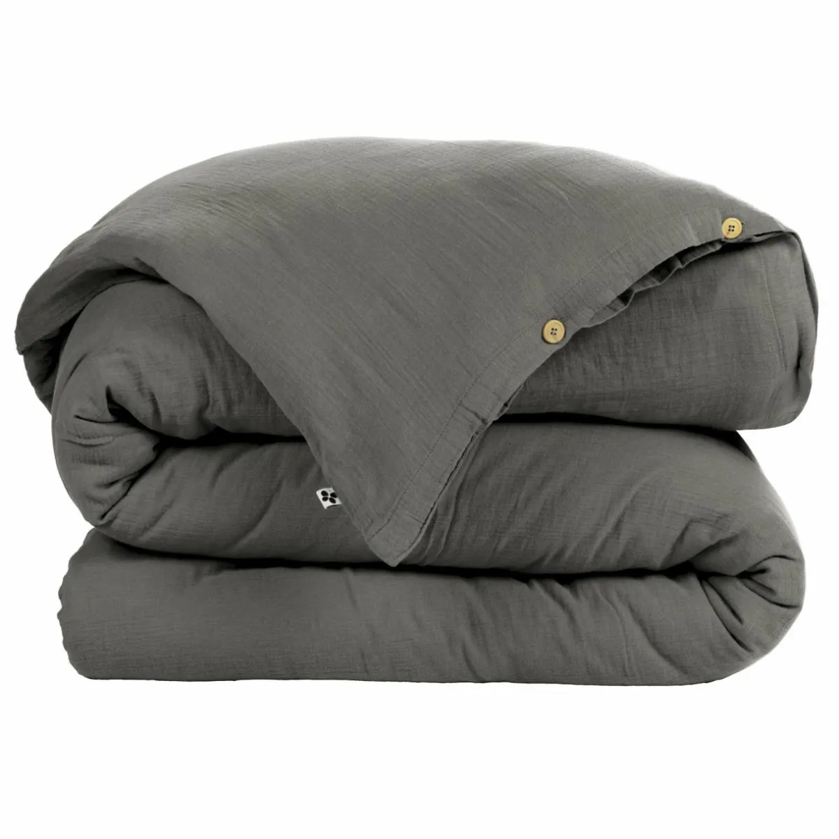 EMINZA Housse de couette gaze de coton (280 x 240 cm) Gaïa Gris granit Gris foncé New