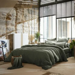 EMINZA Housse de couette gaze de coton (240 x 220 cm) Gaïa Vert romarin Best