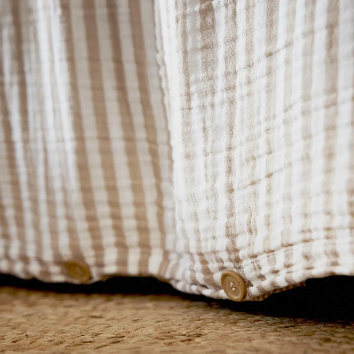 EMINZA Housse de couette gaze de coton (240 x 220 cm) Gaïa rayures Ficelle Rayure Ficelle Sale