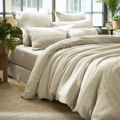 EMINZA Housse de couette gaze de coton (280 x 240 cm) Gaïa pampa Beige Discount