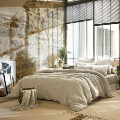 EMINZA Housse de couette gaze de coton (200 x 200 cm) Gaïa pampa Beige New