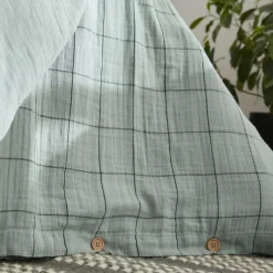 EMINZA Housse de couette gaze de coton (260 x 240 cm) Gaïa Match Vert Eucalyptus