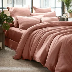 EMINZA Housse de couette gaze de coton (200 x 200 cm) Gaïa Rose Pêche Sale