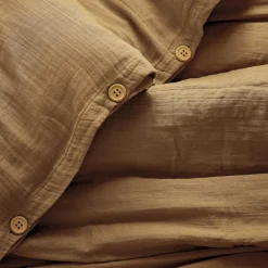 EMINZA Housse de couette gaze de coton (240 x 220 cm) Gaïa Camel Hot
