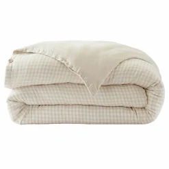 EMINZA Housse de couette gaze de coton (200 x 200 cm) Gaïa vichy Beige Discount
