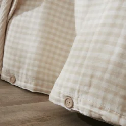 EMINZA Housse de couette gaze de coton (200 x 200 cm) Gaïa vichy Beige Discount