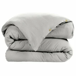 EMINZA Housse de couette gaze de coton (200 x 200 cm) Gaïa Gris nuage Gris clair New