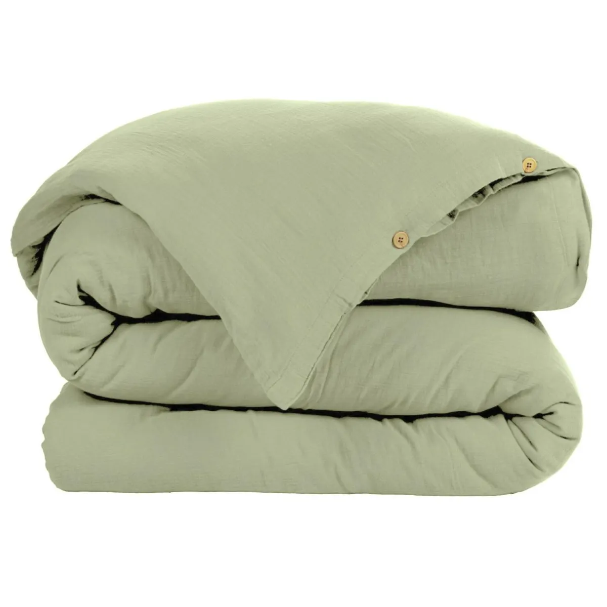 EMINZA Housse de couette gaze de coton (140 x 200 cm) Gaïa Vert tilleul Clearance