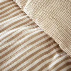 EMINZA Housse de couette gaze de coton (140 x 200 cm) Gaïa rayures Ficelle Rayure Ficelle Sale