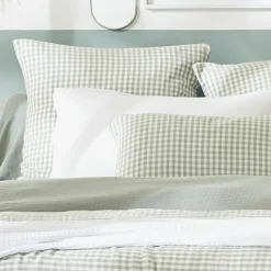 EMINZA Housse de couette gaze de coton (140 x 200 cm) Gaïa vichy Vert Eucalyptus Best