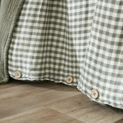 EMINZA Housse de couette gaze de coton (140 x 200 cm) Gaïa vichy Vert romarin Outlet